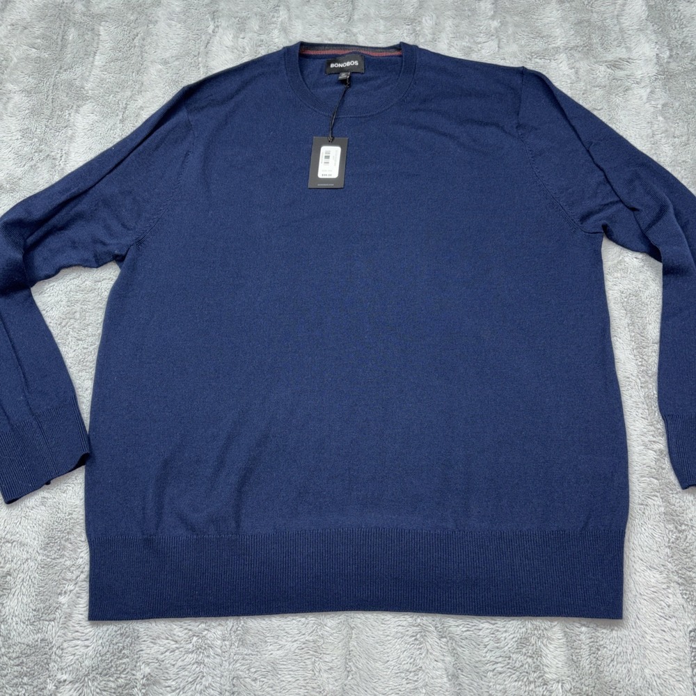BONOBOS  Crew Neck Pullover Light Weight Sweater Navy Blue Size‎ XXL NWT